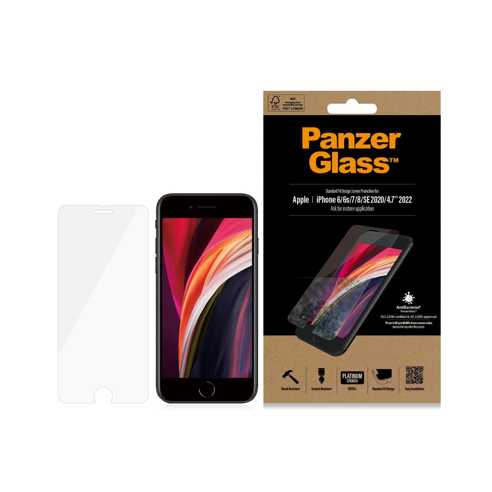 PanzerGlass Bildschirmschutz für iPhone SE/ 7/ 8, transparent PanzerGlass Bildschirmschutz für iPhone SE/ 7/ 8, transparent